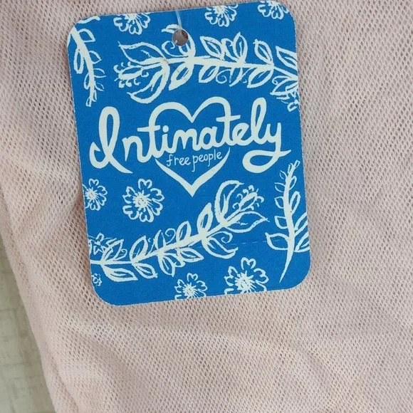 Free People Intimately Mesh Turtleneck Top Vintage Rose Pink New - Picture 2 of 5